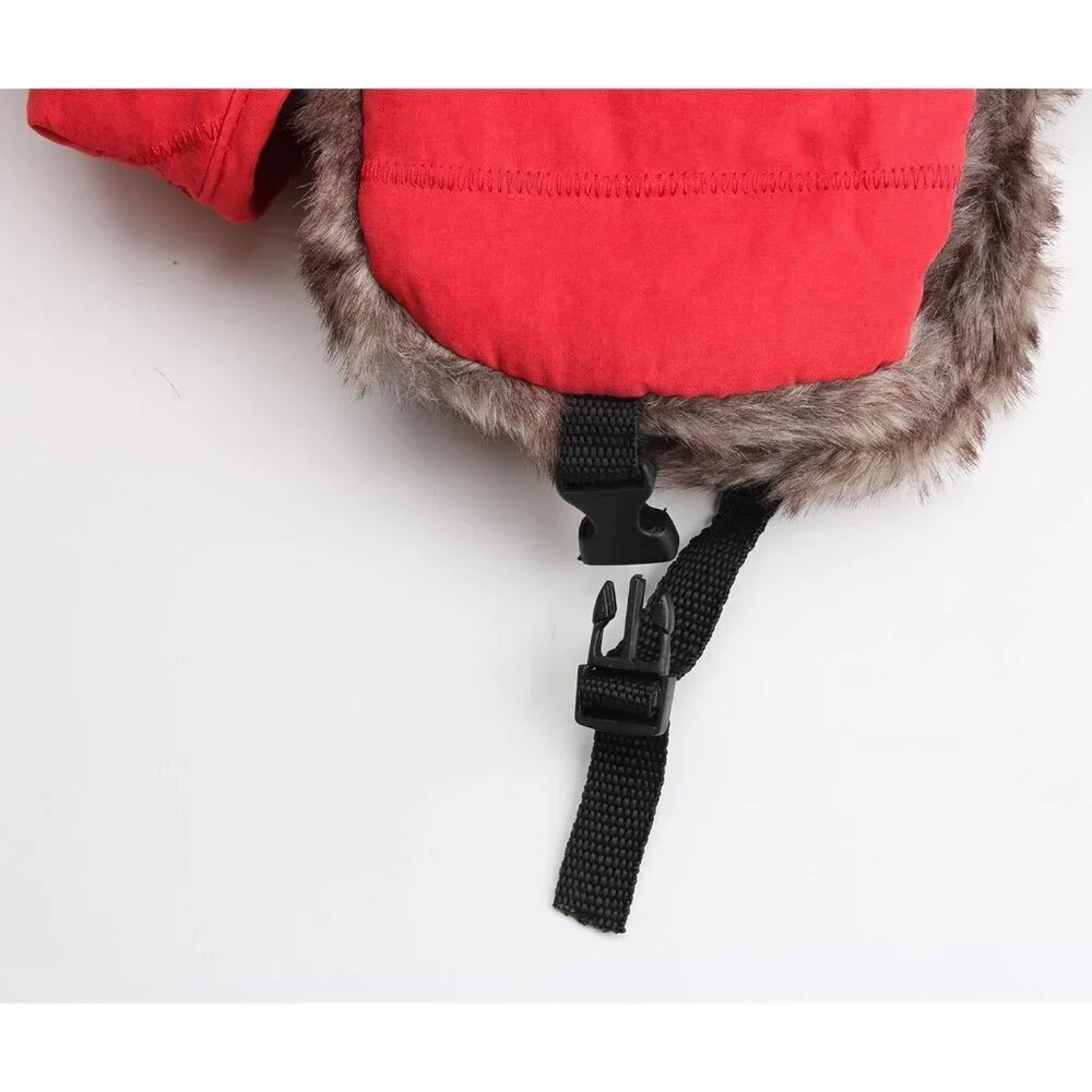 Men's Red Trooper Trapper Hat Warm Winter Hunting Cap w/ Removable Mask